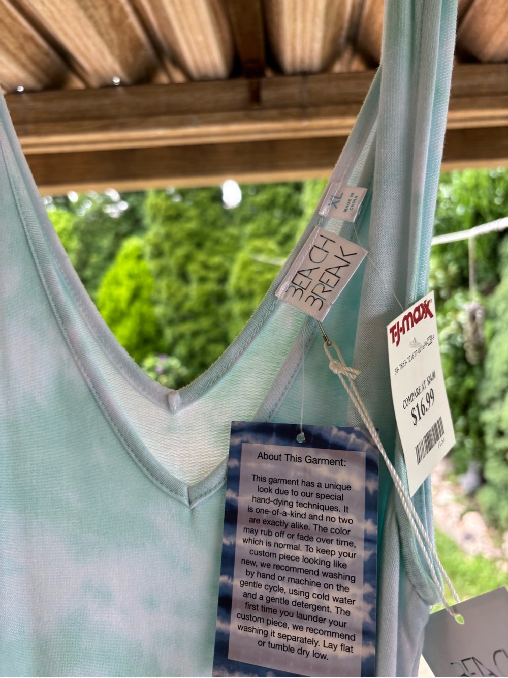 Women's Mint Tie-Dye Maxi Dress - Sleeveless V-Neck - Picture 3 of 5